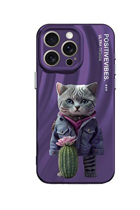 CepteToptan iPhone 14 Pro Kılıf Crew Desenli Kapak - Kedi - DROPX5223-9366