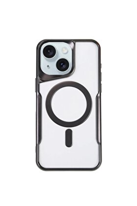 CepteToptan iPhone 15 Plus Kılıf Boyi Magsafe Silikon Kapak - Siyah - DROPX6549-4789