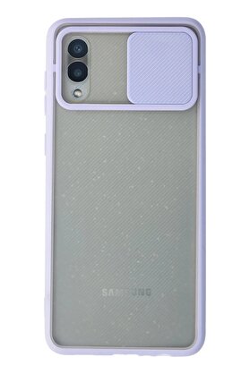 CepteToptan Samsung Galaxy A02 Kılıf Palm Buzlu Kamera Sürgülü Silikon - Lila - DROPX3864-4723
