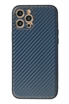 CepteToptan iPhone 12 Pro Kılıf Coco Karbon Silikon - Mavi - DROPX7630-6095