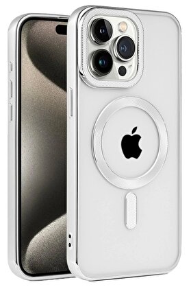 CepteToptan iPhone 15 Pro Kılıf Kronos Magsafe Kapak - Gümüş - DROPX6781-1484