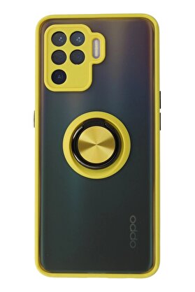 CepteToptan Oppo Reno 5 Lite Kılıf Montreal Yüzüklü Silikon Kapak - Sarı - DROPX5039-1960