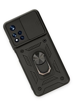 CepteToptan Xiaomi Redmi Note 11T Kılıf Pars Lens Yüzüklü Silikon - Siyah - DROPX2555-4028