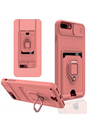 CepteToptan iPhone 7 Plus Kılıf Zuma Kartvizitli Yüzüklü Silikon - Pembe - DROPX1912-3523