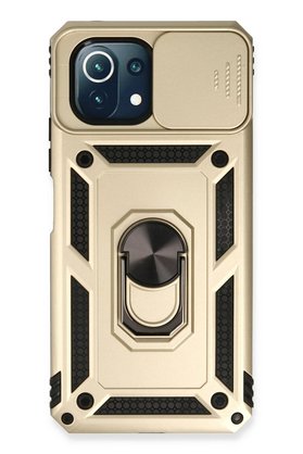 CepteToptan Xiaomi Mİ 11 Lite Kılıf Pars Lens Yüzüklü Silikon - Gold - DROPX5815-9056