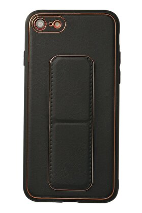 CepteToptan iPhone 7 Kılıf Coco Deri Standlı Kapak - Siyah - DROPX4030-2899
