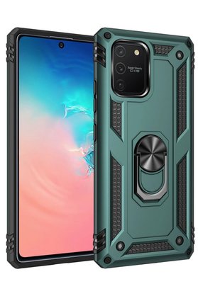 CepteToptan Samsung Galaxy A91 / S10 Lite Kılıf Sofya Yüzüklü Silikon Kapak - Yeşil - DROPX4394-7966