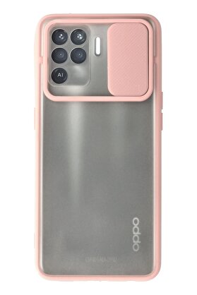 CepteToptan Oppo Reno 5 Lite Kılıf Palm Buzlu Kamera Sürgülü Silikon - Pembe - DROPX4826-6049