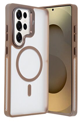 CepteToptan Samsung Galaxy S25 Ultra Flet Lens Magsafe Kapak - Gold - DROPX7089-2832
