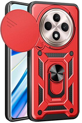 CepteToptan Xiaomi Redmi 14C Kılıf Pars Lens Yüzüklü Silikon - Kırmızı - DROPX8721-9190