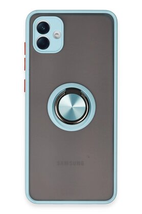 CepteToptan Samsung Galaxy A04 Kılıf Montreal Yüzüklü Silikon Kapak - Buz Mavi - DROPX8461-5528