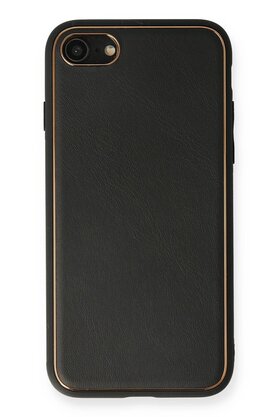 CepteToptan iPhone 7 Kılıf Coco Deri Silikon Kapak - Siyah - DROPX9475-1987