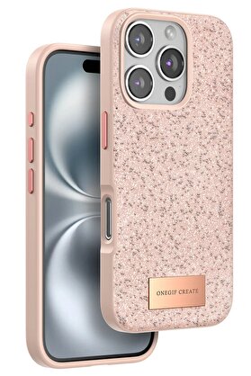 CepteToptan iPhone 16 Pro Max Bright Simli Kapak - Pembe - DROPX5127-4253