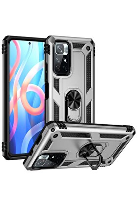 CepteToptan Xiaomi Redmi Note 11T Kılıf Sofya Yüzüklü Silikon Kapak - Gümüş - DROPX2205-4042