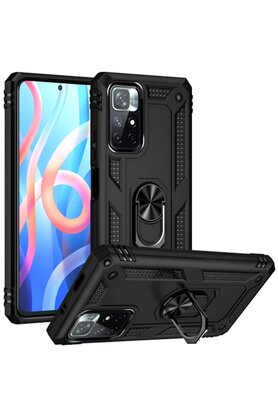 CepteToptan Xiaomi Redmi Note 11T Kılıf Sofya Yüzüklü Silikon Kapak - Siyah - DROPX7379-5366