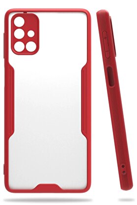 CepteToptan Samsung Galaxy M31S Kılıf Platin Silikon - Kırmızı - DROPX4468-7458