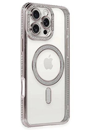 CepteToptan iPhone 16 Pro Kılıf Joke Simli Magneticsafe Kılıf - Pembe - DROPX4828-5099