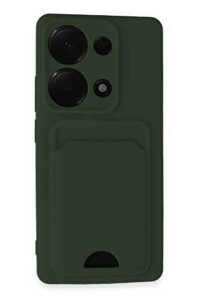 CepteToptan Xiaomi Redmi Note 13 Pro 4G Kılıf Kelvin Kartvizitli Silikon - Koyu Yeşil - DROPX9452-7638