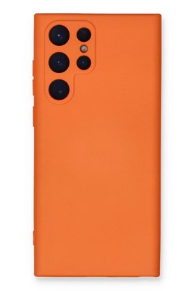 CepteToptan Samsung Galaxy S22 Ultra Kılıf Nano içi Kadife Silikon - Turuncu - DROPX5438-9373