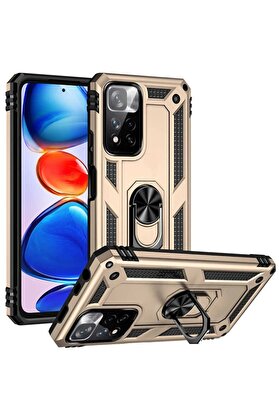 CepteToptan Xiaomi Redmi Note 11 Pro Plus 5G Kılıf Sofya Yüzüklü Silikon Kapak - Gold - DROPX7207-2084