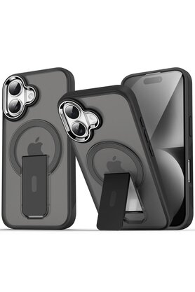 CepteToptan iPhone 16 Plus Kılıf Tork Magsafe Standlı Kapak - Siyah - DROPX9550-2581
