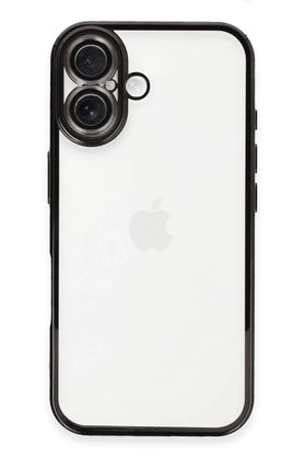 CepteToptan iPhone 16 Kılıf Lensli Silikon - Siyah - DROPX5596-6332