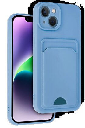 CepteToptan iPhone 14 Kılıf Kelvin Kartvizitli Silikon - Mavi - DROPX6012-1844