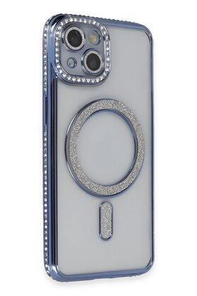 CepteToptan iPhone 13 Kılıf Joke Simli Magneticsafe Kılıf - Mavi - DROPX6773-8754