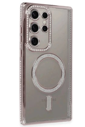 CepteToptan Samsung Galaxy S24 Ultra Kılıf Joke Simli Magneticsafe Kılıf - Pembe - DROPX8198-7495