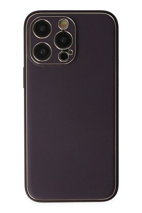 CepteToptan iPhone 13 Pro Max Kılıf Coco Deri Silikon Kapak - Derin Mor - DROPX1585-3015