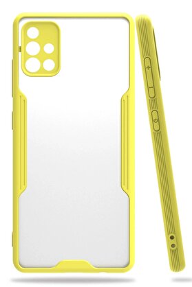 CepteToptan Samsung Galaxy A71 Kılıf Platin Silikon - Sarı - DROPX1102-8567