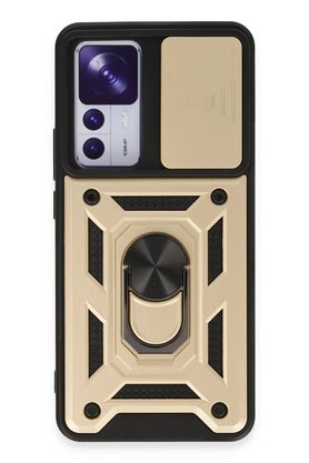 CepteToptan Xiaomi Mi 12T Pro Kılıf Pars Lens Yüzüklü Silikon - Gold - DROPX8007-3165