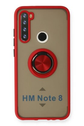 CepteToptan Xiaomi Redmi Note 8 Kılıf Montreal Yüzüklü Silikon Kapak - Kırmızı - DROPX8105-2789