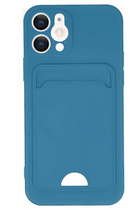 CepteToptan iPhone 12 Kılıf Kelvin Kartvizitli Silikon - Mavi - DROPX9875-2367