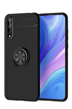 CepteToptan Huawei P Smart S Kılıf Range Yüzüklü Silikon - Siyah - DROPX4149-6287