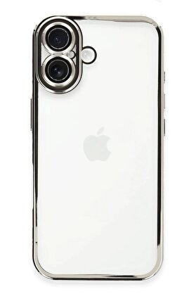 CepteToptan iPhone 16 Plus Kılıf Lensli Silikon - Gümüş - DROPX2520-6000
