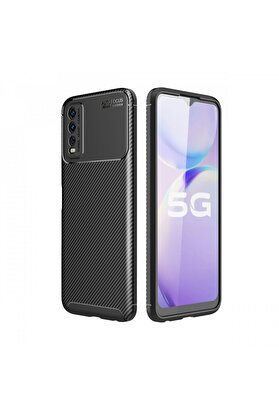 CepteToptan Vivo Y11S Kılıf Auto Focus Karbon Kapak - Siyah - DROPX5733-3227