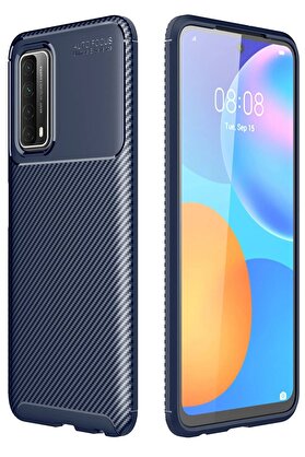 CepteToptan Huawei P Smart 2021 Kılıf Auto Focus Karbon Kapak - Lacivert - DROPX1682-1925