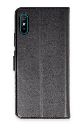 CepteToptan Xiaomi Redmi 9A Kılıf Trend S Plus Kapaklı Kılıf - Siyah - DROPX5302-8018