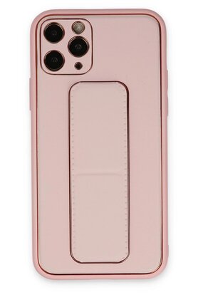 CepteToptan iPhone 11 Pro Max Kılıf Coco Deri Standlı Kapak - Pembe - DROPX5275-1362