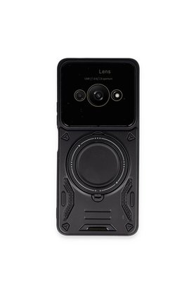 CepteToptan Xiaomi Poco C61 Kılıf Joy Lens Standlı Kapak - Siyah - DROPX8208-9887