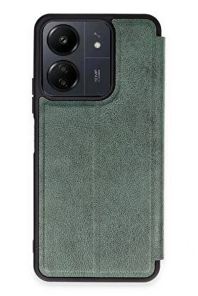 CepteToptan Xiaomi Redmi 13C Kılıf Flip Cover - Koyu Yeşil - DROPX4741-7306