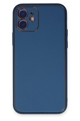 CepteToptan iPhone 12 Kılıf Coco Deri Silikon Kapak - Açık Mavi - DROPX7210-4927