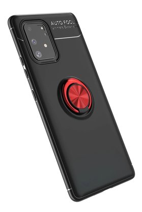 CepteToptan Samsung Galaxy A91 / S10 Lite Kılıf Range Yüzüklü Silikon - Siyah-Kırmız? - DROPX3052-4681