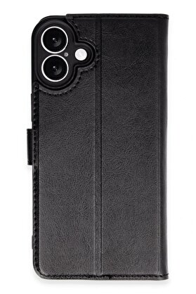 CepteToptan iPhone 16 Kılıf Trend S Plus Kapaklı Kılıf - Siyah - DROPX5053-7081