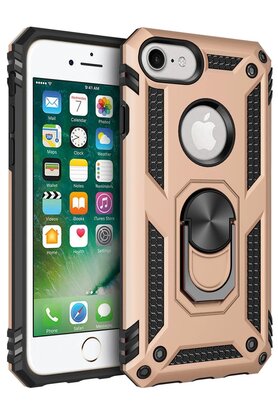 CepteToptan iPhone 7 Kılıf Sofya Yüzüklü Silikon Kapak - Gold - DROPX9182-7163
