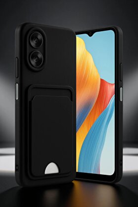 CepteToptan Oppo A38 Kılıf Kelvin Kartvizitli Silikon - Siyah - DROPX6858-9054
