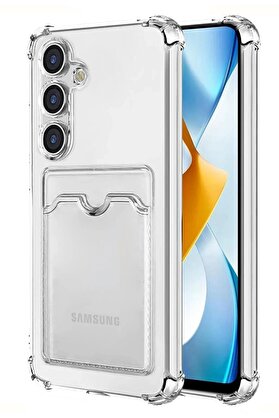 CepteToptan Samsung Galaxy S24 Plus Kılıf Kart Şeffaf Silikon - Şeffaf - DROPX6295-6874
