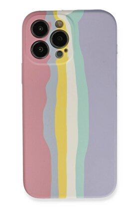 CepteToptan iPhone 13 Pro Kılıf Ebruli Lansman Silikon - Pembe-Lila - DROPX9922-9268