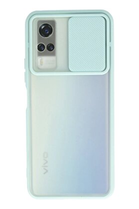 CepteToptan Vivo Y53S Kılıf Palm Buzlu Kamera Sürgülü Silikon - Turkuaz - DROPX3805-5493